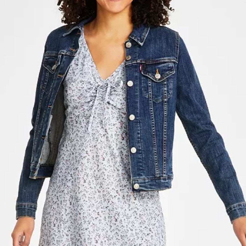 Levi’s Women’s Sweet Jane Original Trucker Blue Dark Wash Denim Jean Jacket xs